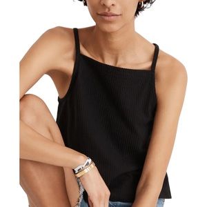 NWT Madewell  womens Seersucker Apron Tank black size L